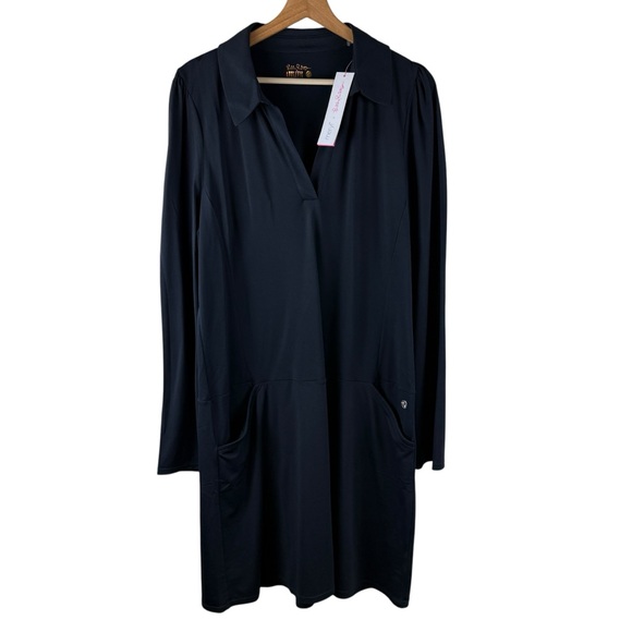 Lilly Pulitzer Brickell Dress UPF 50+ Black Collared Long Sleeve Size XL. New - Picture 3 of 7